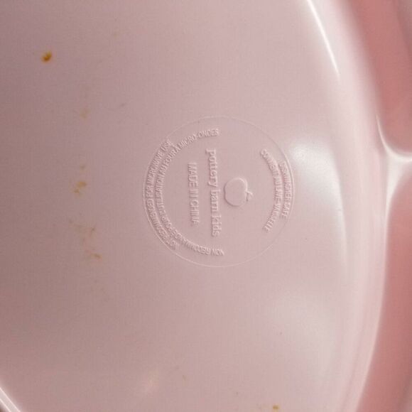 Pottery Barn Kids Plates Pink Green Melamine Divided Plate Round Sections Lot 3 - Picture 4 of 10